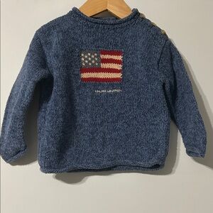 Ralph Lauren Blue Sweater with American Flag boys size 12-24 months